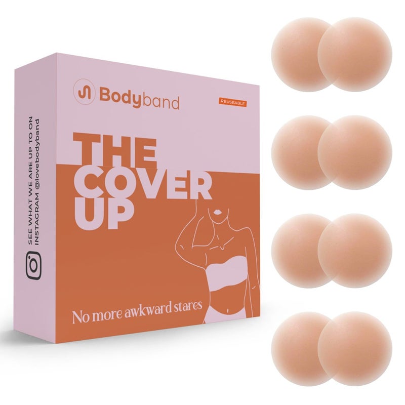 Bodyband Nipple Cover Reusable For Women Thin Silicone Nipple Pasties For Women Reusable to Cover Under Bra Skin Friendly Adhesive Nipple pads for Women, Girls Breast Nipple Cap Nipple Pasties -4Pair - Image 3
