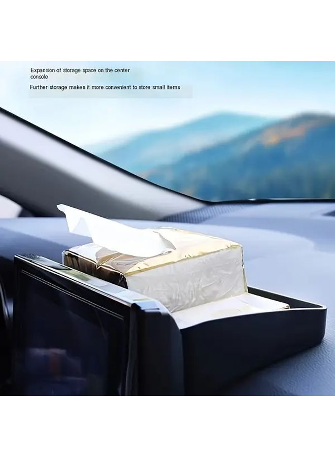 Black Car Dashboard Storage Tray With Non Slip Mat Organizer For Keys Coins - Image 3