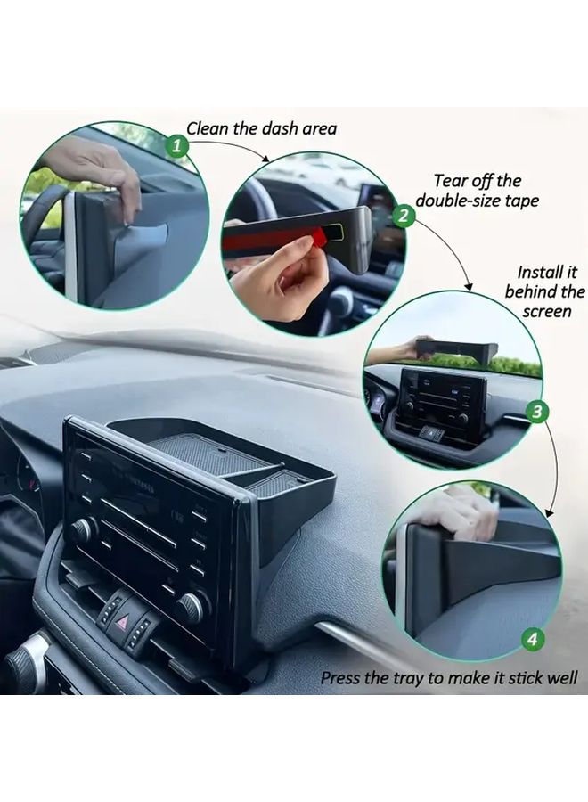 Black Car Dashboard Storage Tray With Non Slip Mat Organizer For Keys Coins - Image 5