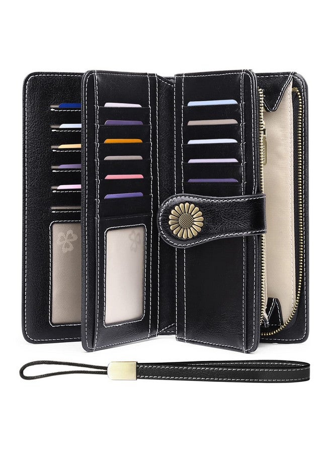 سينديفن محفظة SENDEFN للنساء مصنوعة من الجلد الطبيعي ومزودة بحامل بطاقات ائتمان مع خاصية حجب RFID وسعة كبيرة - Image 1