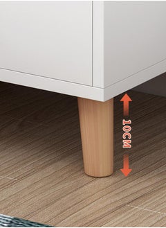 CityRiya-Long Nightstand Bedside Table 60*40*60cm End Side Table with Storage Drawer White Accent Table Easy Assembly Bedside Storage Cabinet Organizer for Living Room Bedroom Office  - Image 3