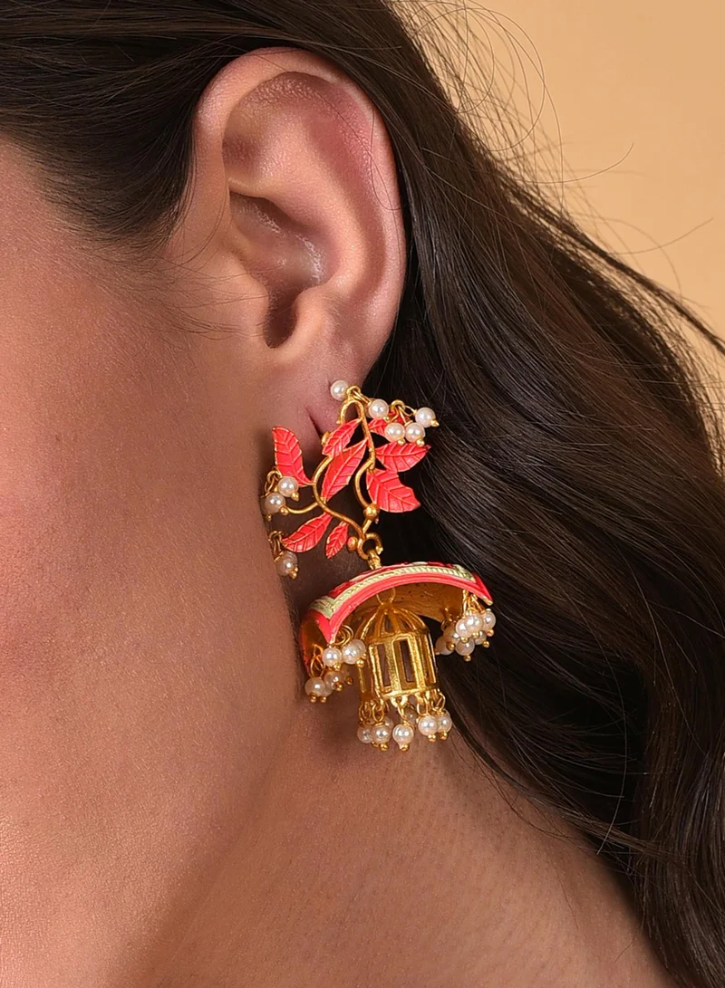 SOHI Red Contemporary Artificial Drop Earring Jewellery