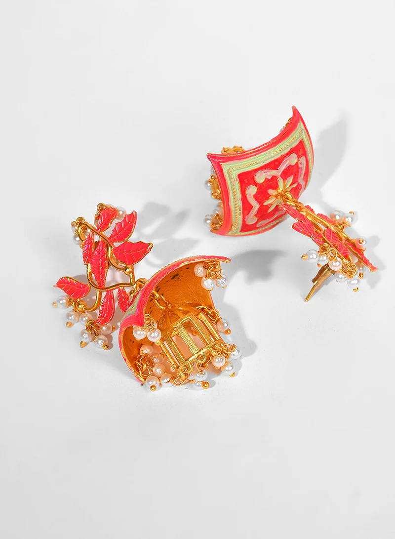 SOHI Red Contemporary Artificial Drop Earring Jewellery