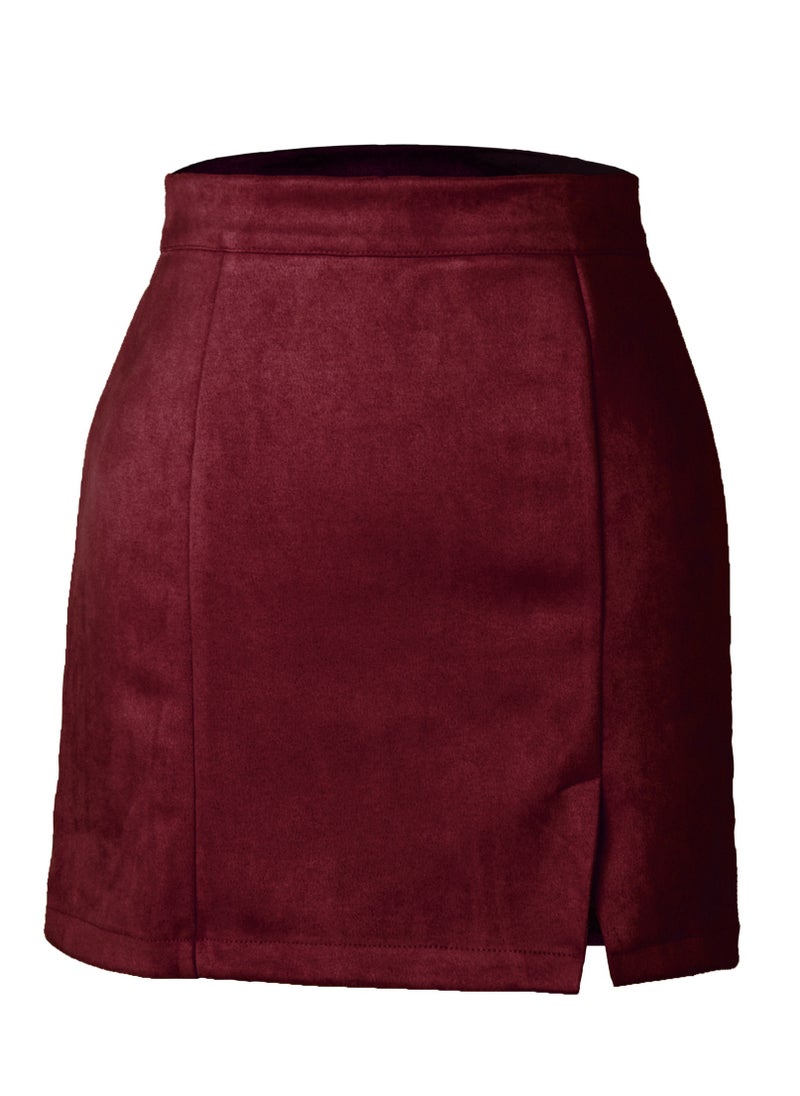 Loquat - Women's Fashion Slim High Waist Zipper Autumn And Winter A-Line Solid Color Short Skirt - Image 1