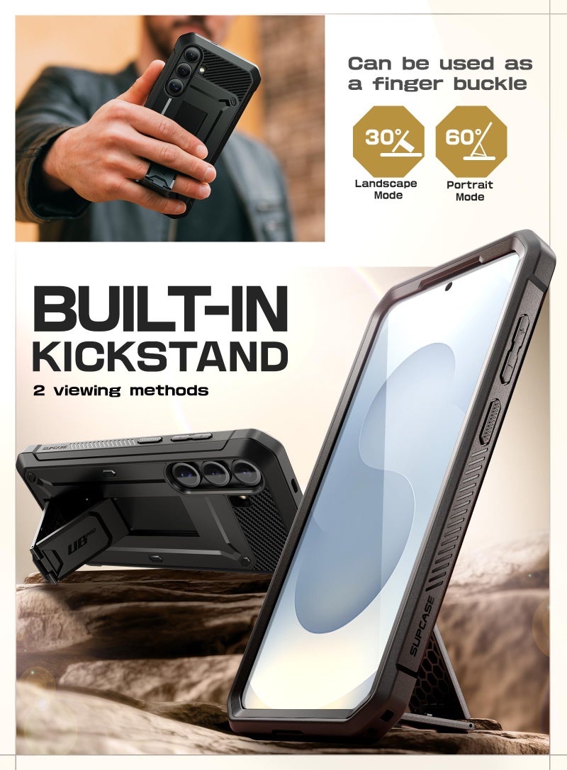 SUPCASE for Samsung Galaxy S25 FE Case with Stand & Belt-Clip (Unicorn Beetle Pro), [Built-in Screen Protector] [Military-Grade Protection] Heavy Duty Rugged Phone Case for Galaxy S25 FE, Black - Image 4