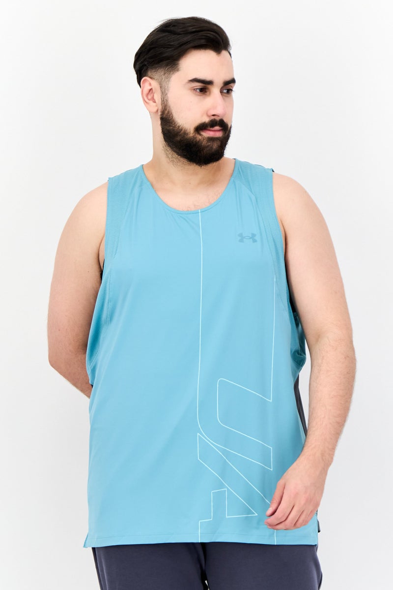 UNDER ARMOUR سترة جري بدون أكمام للرجال، أزرق متوسط - Image 1