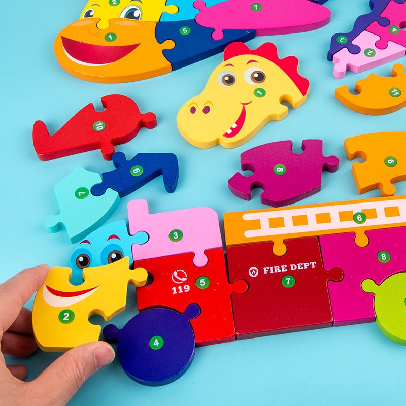 Large Dinosaur Buckle 3D Three-Dimensional Puzzle Wooden Toys For Young Children'S Educational Wooden Baby Building Blocks - Image 3