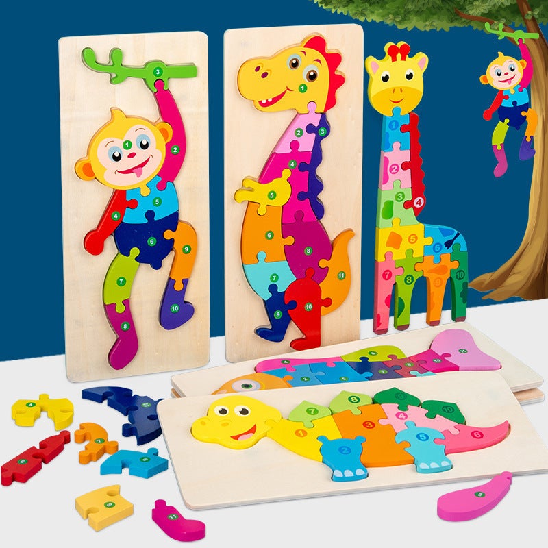 Large Dinosaur Buckle 3D Three-Dimensional Puzzle Wooden Toys For Young Children'S Educational Wooden Baby Building Blocks - Image 2