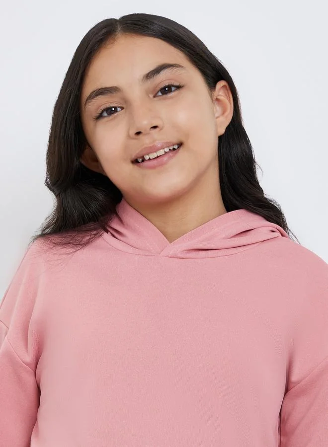 Styli Styli Teen Pink Relaxed Fit Solid Hoodie