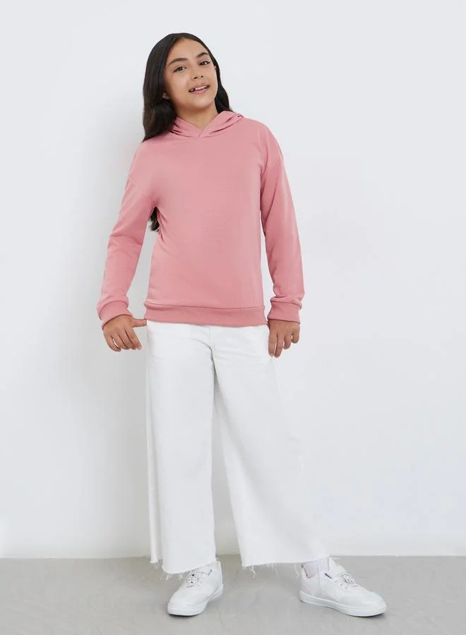 ستايلي Styli Teen Pink Relaxed Fit Solid Hoodie