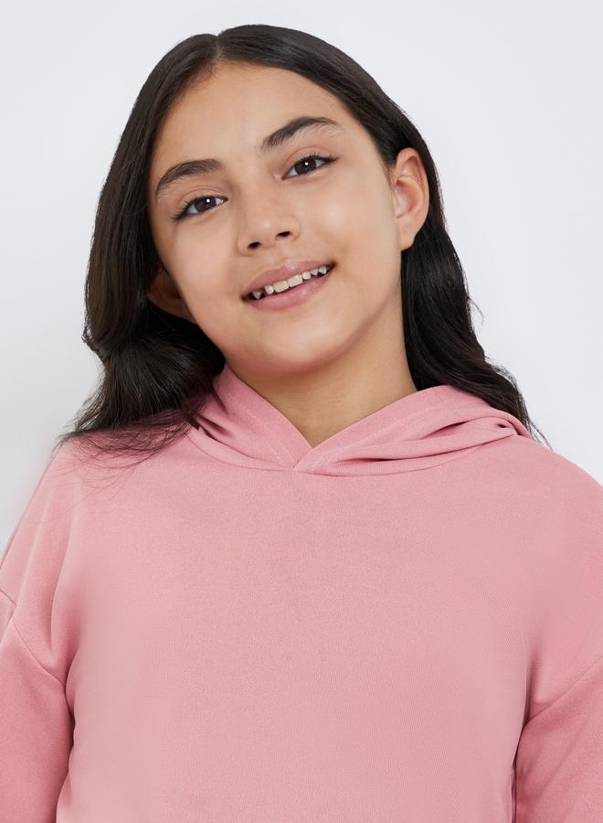 Styli Teen Pink Relaxed Fit Solid Hoodie - Image 3