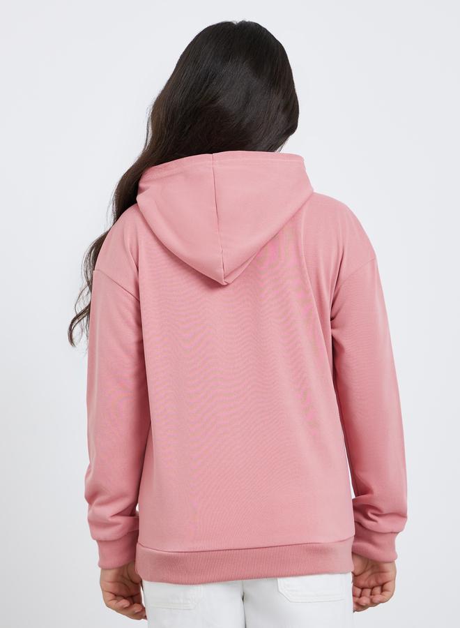 Styli Teen Pink Relaxed Fit Solid Hoodie - Image 4