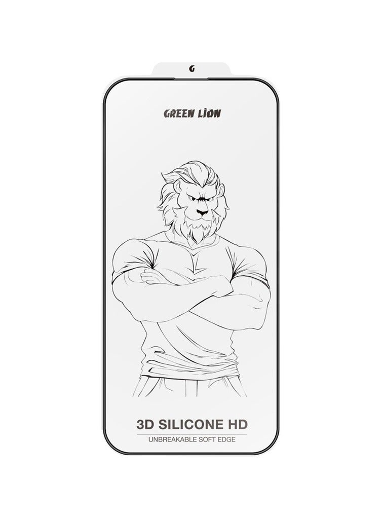 GREEN LION 3D Silicone Plus Advanced Privacy Edge Glass for iPhone 16 Pro / Bubble Free / Anti Fingerprint / Grease Resistance / Anti Scratch / Ultra Hardness / Full Coverage / Blocked Side Viewing / Highly Responsive / Crystal Clear - Black - Image 1