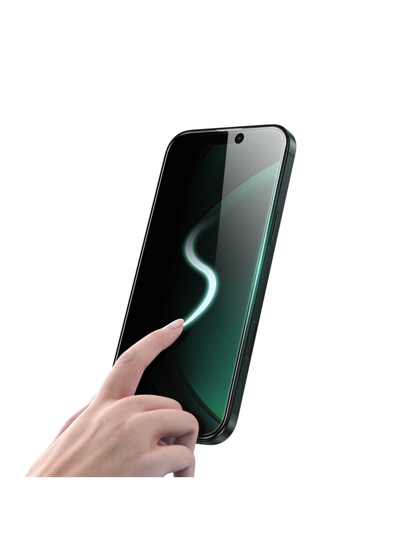 GREEN LION 3D Silicone Plus Advanced Privacy Edge Glass for iPhone 16 Pro / Bubble Free / Anti Fingerprint / Grease Resistance / Anti Scratch / Ultra Hardness / Full Coverage / Blocked Side Viewing / Highly Responsive / Crystal Clear - Black - Image 5