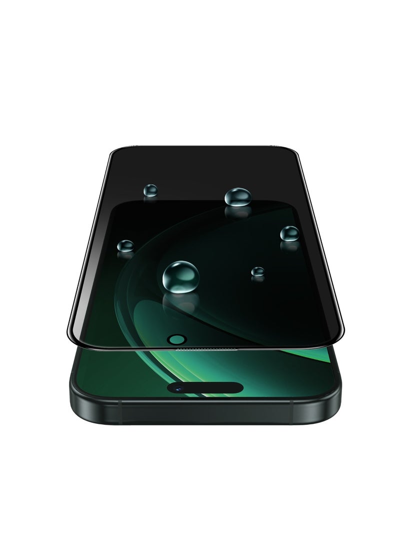 GREEN LION 3D Silicone Plus Advanced Privacy Edge Glass for iPhone 16 Pro / Bubble Free / Anti Fingerprint / Grease Resistance / Anti Scratch / Ultra Hardness / Full Coverage / Blocked Side Viewing / Highly Responsive / Crystal Clear - Black - Image 4