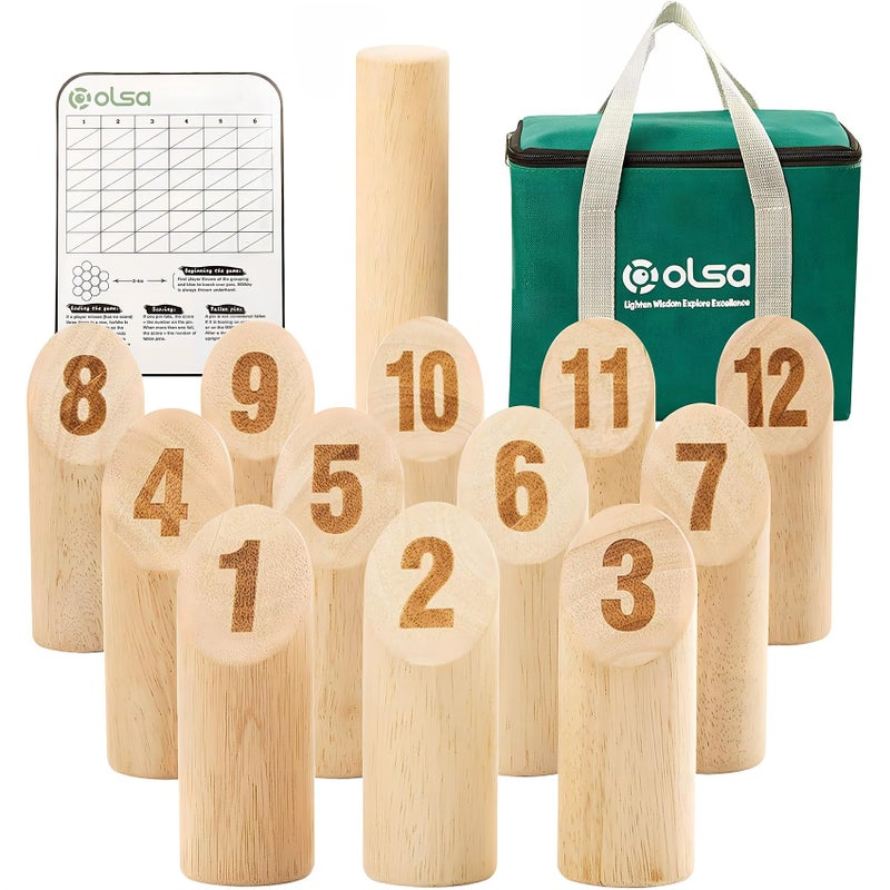 OLSA Wooden Throwing Game Set Numbered Block Tossing Game with Scoreboard Carry BagOutdoor Backyard Game for Adults Floor Games for Lawn Beach Park and More - Image 2