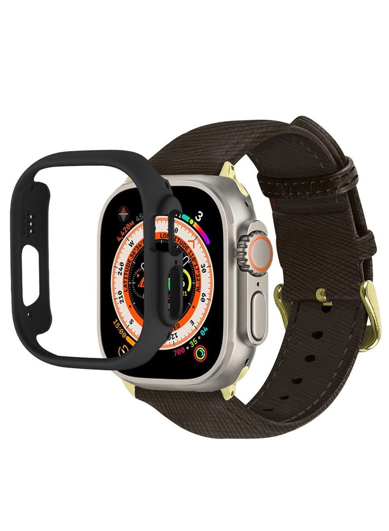 CATANES 2 Packs For Apple Watch Band 49mm Leather Band Buckle Strap Wristband and Black Cup Holder Dim Grey - Image 3