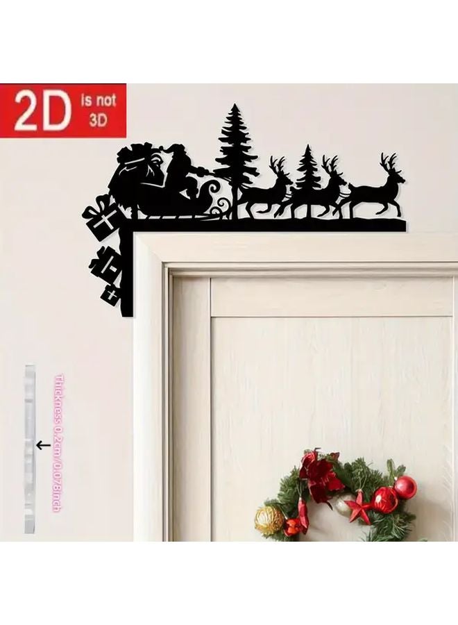 Christmas Corner Decoration Santa Sled with 3 Reindeer PVC Wall Mounted Holiday Decor - Image 2