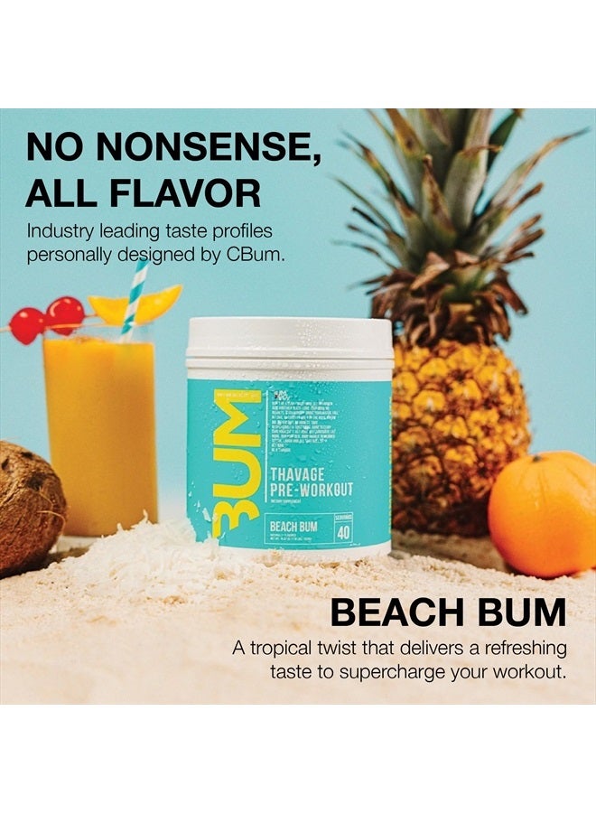 Raw مسحوق ما قبل التمرين، ثافاج (بيتش بوم) - مكمل غذائي رياضي كريس بومستيد للرجال والنساء - سيبوم ما قبل التمرين للتمرين، الترطيب، التركيز الذهني والطاقة - 40 حصة - Image 3