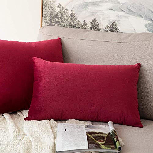 Khooti Velvet Cushion Cover, 8 x 12 Inches / 20 x 30 cm | Red | Pack of 1 | Solid Plain Soft & Smooth, Decorative Cushion Covers for Living Room, Bedroom, Couches, Chairs, Sofas, Beds & Home Decor - Image 2