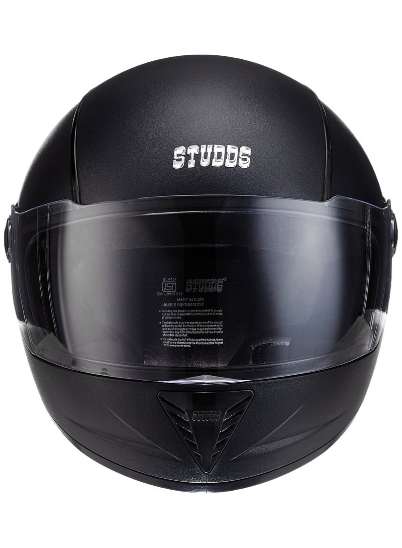 STUDDS Full Face Motorcycle Helmet Black Size L High Impact ABS Shell EPS Protection Ventilated Design Quick Release Strap - Image 2