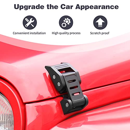 PDKLIN for Jeep Hood Latches Lock Catch Kit for Jeep Wrangler JK JKU 2007-2017 for Wrangler JL JLU 2018 up for Gladiator JT 2020 up, Exterior Accessories (Black) 2pcs - Image 4