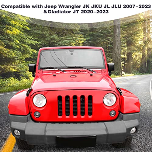 PDKLIN for Jeep Hood Latches Lock Catch Kit for Jeep Wrangler JK JKU 2007-2017 for Wrangler JL JLU 2018 up for Gladiator JT 2020 up, Exterior Accessories (Black) 2pcs - Image 3