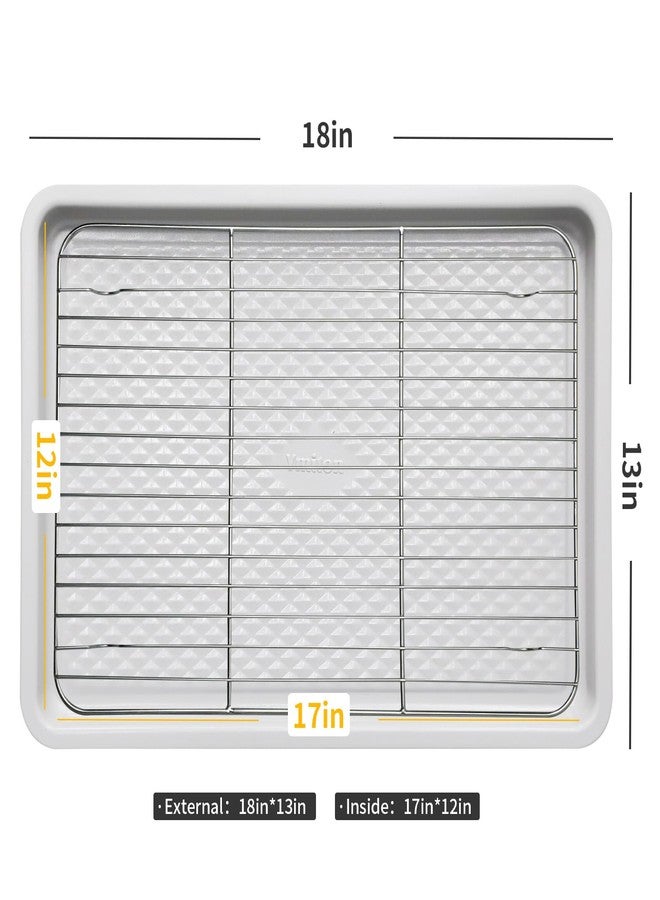 Ymiton Nonstick Ceramic Baking Sheet With Rack, 2-Pack Half Sheet Pan, Non-Toxic, PTFE & PFOA Free, Warp-Free, Oven Safe 550°F, Dishwasher Safe, Aluminized Steel, Gray Yellow - Image 2