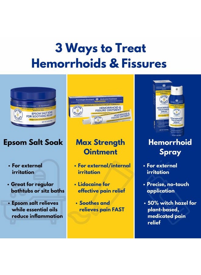 Doctor Butler's Hemorrhoid Treatment Bundle - Includes Hemorrhoid & Fissure Ointment with Lidocaine, Hemorrhoid Spray with Witch Hazel, and Epsom Bath Salts to Help Reduce Irritation - Image 4