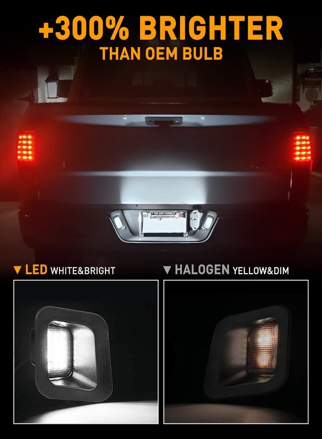 LESAUCE Full LED License Plate Light Tag Light For 2003-2018 Dodge RAM 1500 2500 3500 Pickup Truck, 6000K White, Smoke Lens, Tag Lamp Assembly Replacement, 2 PCS - Image 2