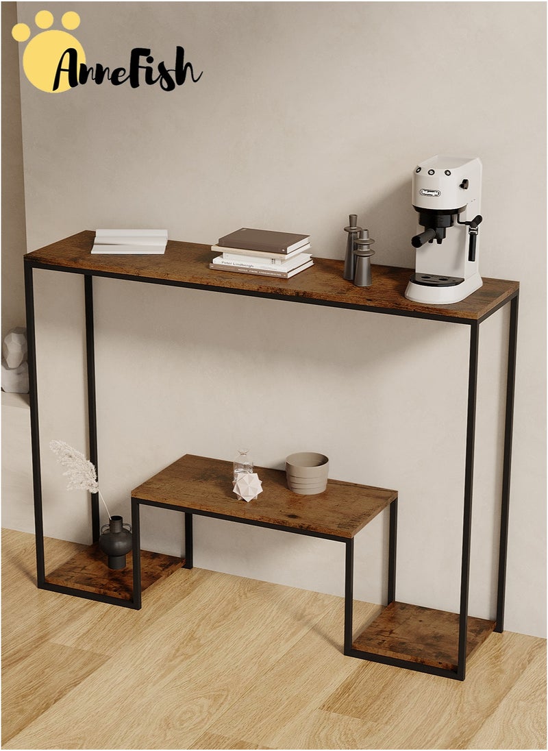 AnneFish 120*30*80cm 3Tier Console Table Sofa Table with Storage Shelf and Entryway Table for Couch Hallway Entrance Living Room  - Image 3