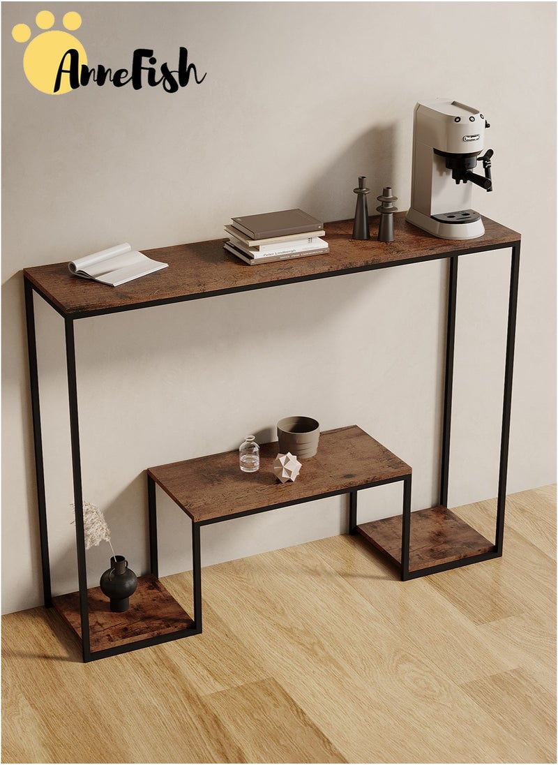 AnneFish 120*30*80cm 3Tier Console Table Sofa Table with Storage Shelf and Entryway Table for Couch Hallway Entrance Living Room  - Image 2