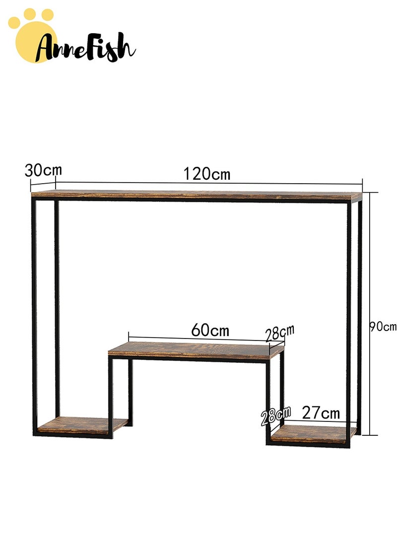 AnneFish - 120*30*90cm 3Tier Console Table Sofa Table with Storage Shelf and Entryway Table for Couch Hallway Entrance Living Room - Image 1