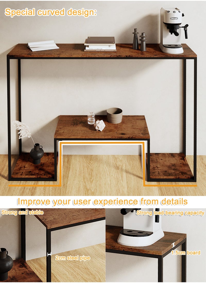 AnneFish - 120*30*90cm 3Tier Console Table Sofa Table with Storage Shelf and Entryway Table for Couch Hallway Entrance Living Room - Image 1