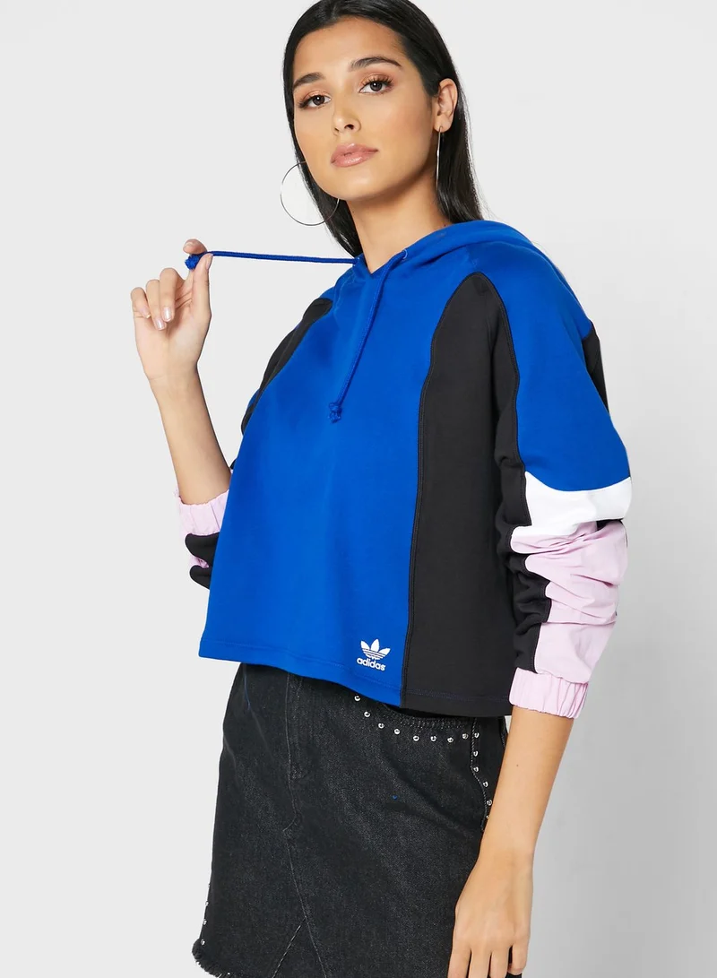 adidas Originals Colour Block Cropped Hoodie