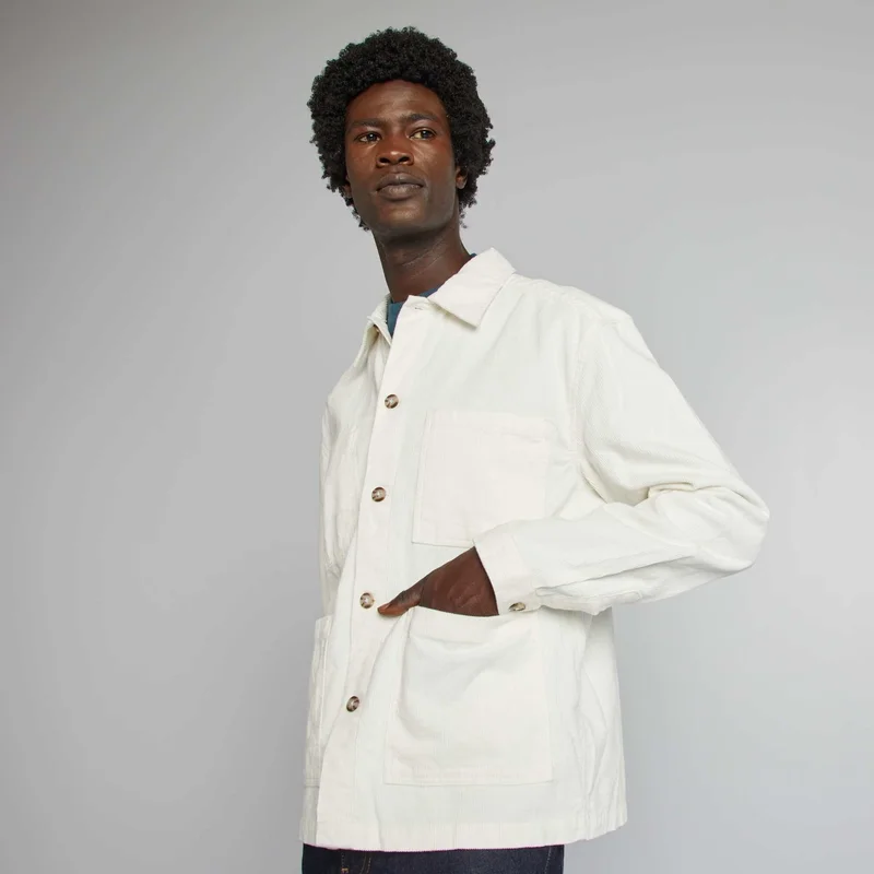 Kiabi Velvet Regular-Fit Overshirt White