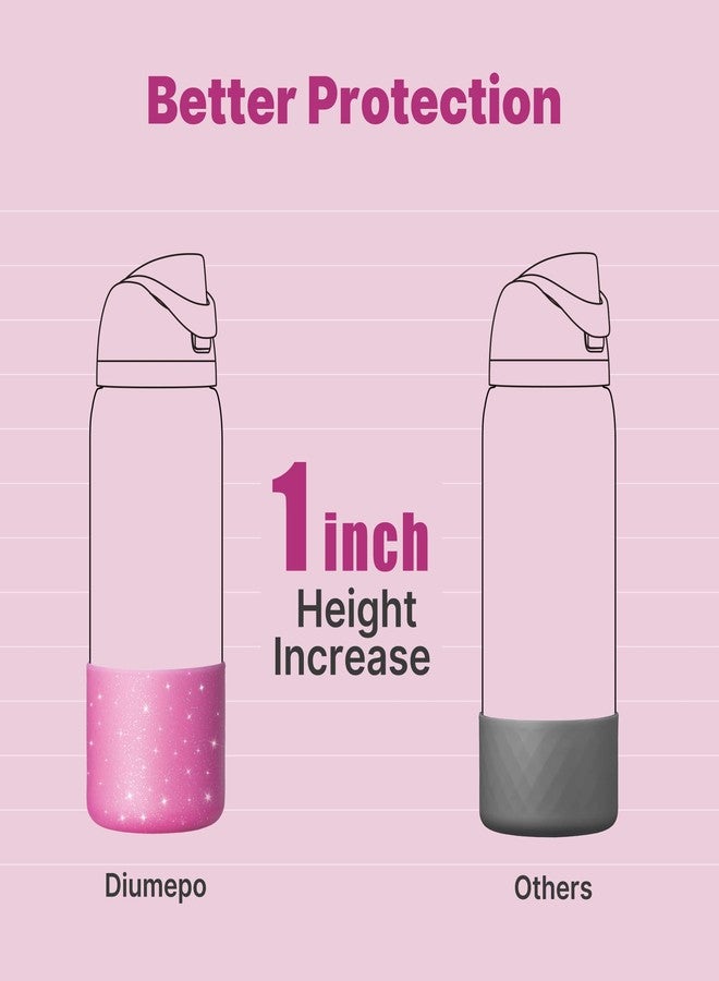 Diumepo Silicone Water Bottle Boot for Owala 32 oz, Anti-Slip Protective Sleeve for Owala Twist & FreeSip & Flip Stainless Steel Water Bottle, Boot Bottom Base (Glitter Rose Red) - Image 4