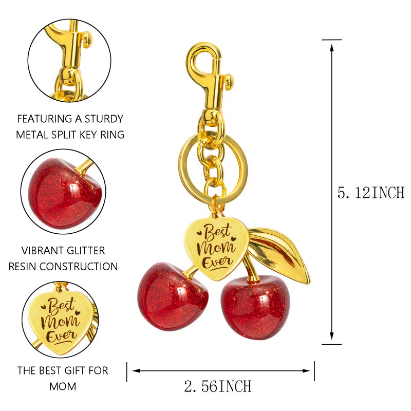 Poitvd Cherry Keychains Bag Charms Purse for Mom from Daughter Son, Car Key Chains Women Cute Gifts for Birthday Mothers Christmas Valentine Bag Purse Accessory - Image 3