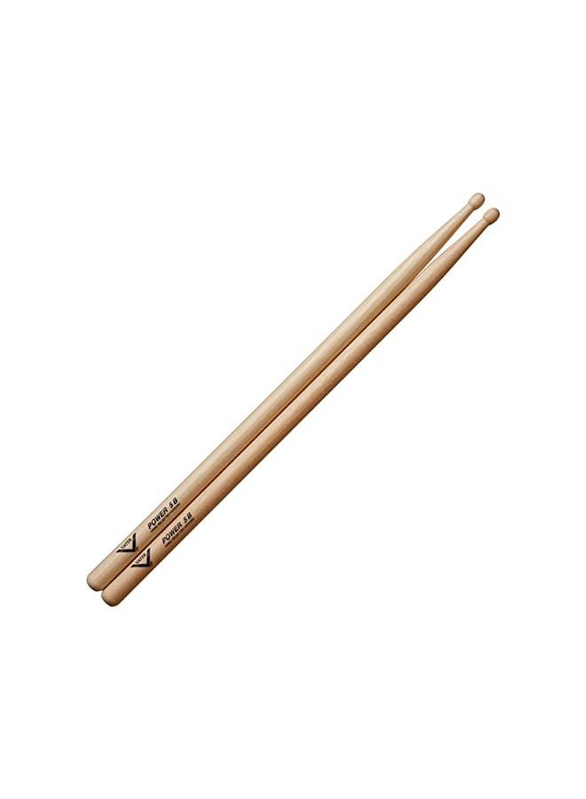 Vater Power 5B Wood Tip Hickory Drumsticks, Pair - Image 1