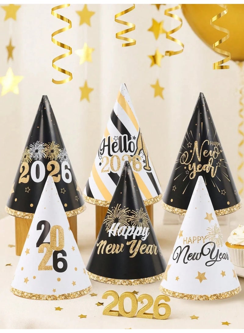 New Year Party Paper Hats – Set of 6 – Festive “Happy New Year 2026” Designs with Vibrant Prints, Perfect for Photos and New Year Celebrations - Image 5