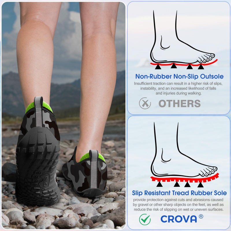 CROVA Built-in Heel Grips Water Shoes for Kids Girls Boys Hiking Shoes Wide Barefoot Swim Beach Pools Aqua Socks Slip-On Quick Dry Lightweight for Big Little Kids Toddler - Image 5