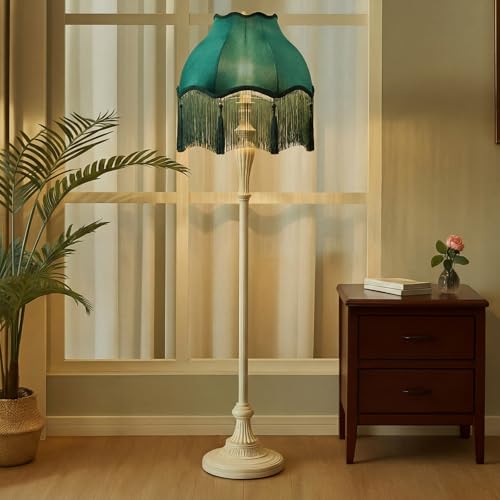 VIHOSE Victorian Scallop Lamp Shade Classic Large 7.5" Top x 15.8" Bottom x 15 "high Replacement Lamp Shade with Tassels and Fringe Finial Fitting Bell Shape Scallop Fringe - Image 5