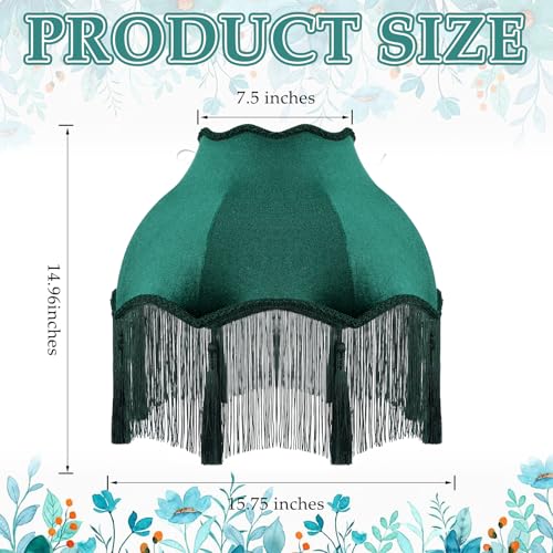 VIHOSE Victorian Scallop Lamp Shade Classic Large 7.5" Top x 15.8" Bottom x 15 "high Replacement Lamp Shade with Tassels and Fringe Finial Fitting Bell Shape Scallop Fringe - Image 2