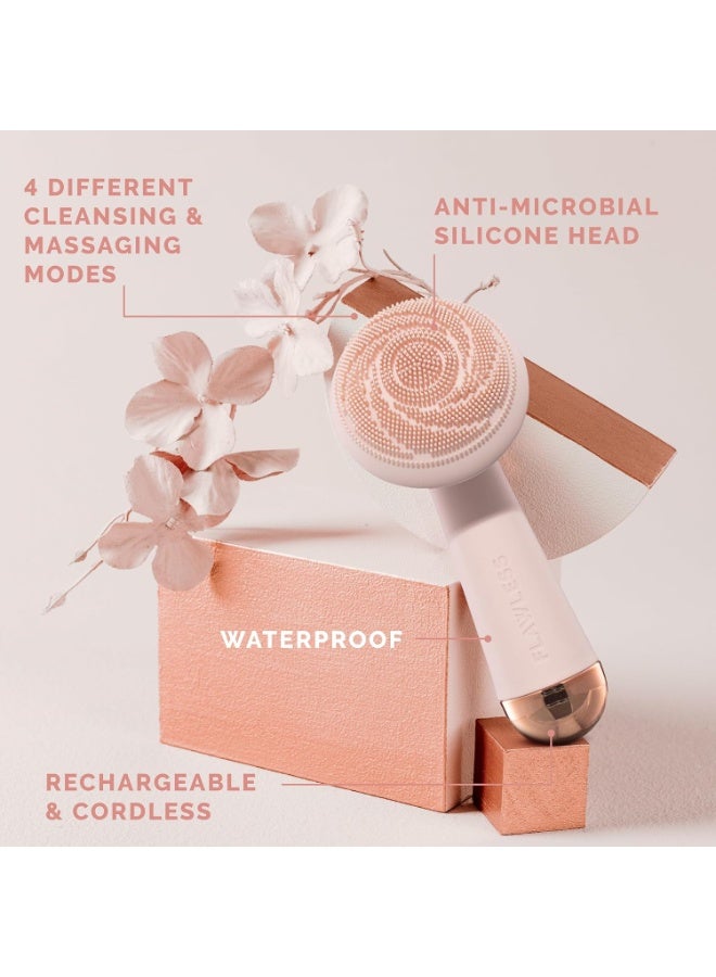 كيمايا تطهير الوجه تنظيف فرشاة ومدلك - للماء ، سونيك القابلة للشحن أداة العناية بالبشرة مع سيليكون صحية ، روز فوشيزيا - Image 5