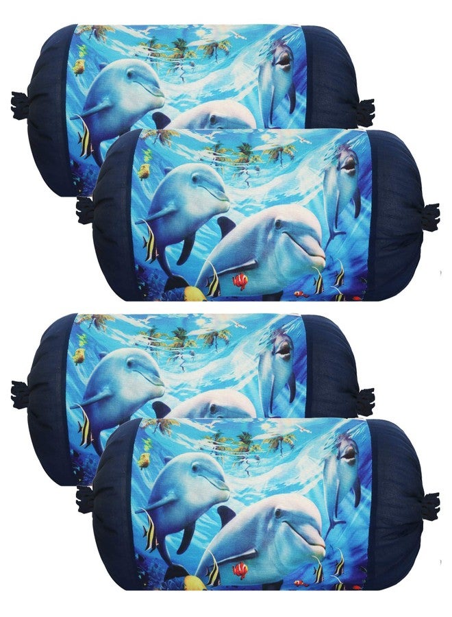 Kuber Industries Fish Design Cotton 4 Pieces Bolster Cover Set (Blue) - Image 1