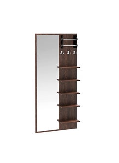 AtoZ Furniture Freddie Engineered Wood Wall Mount Dressing Table Mirror with Shelves in Brown Color 