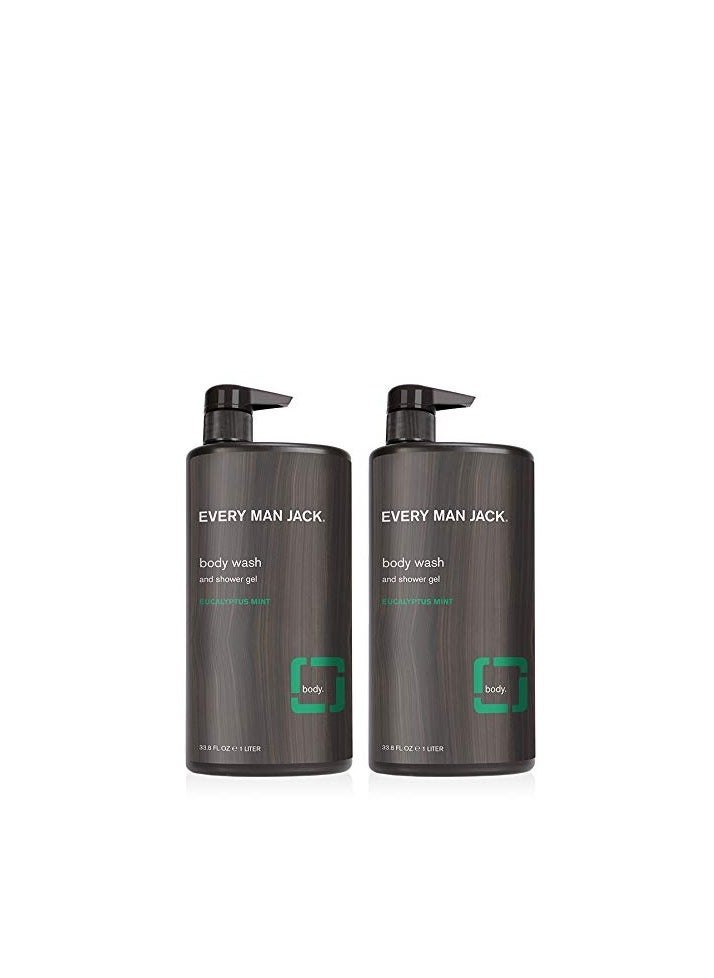 Every Man Jack - Every Man Jack Eucalyptus Mint Mens Body Wash for All Skin Types - Cleanse, Nourish, and Hydrate Skin with Naturally Derived Ingredients - Paraben Free, Phthalate Free, Dye Free - 33.8oz - 2pack - Image 1