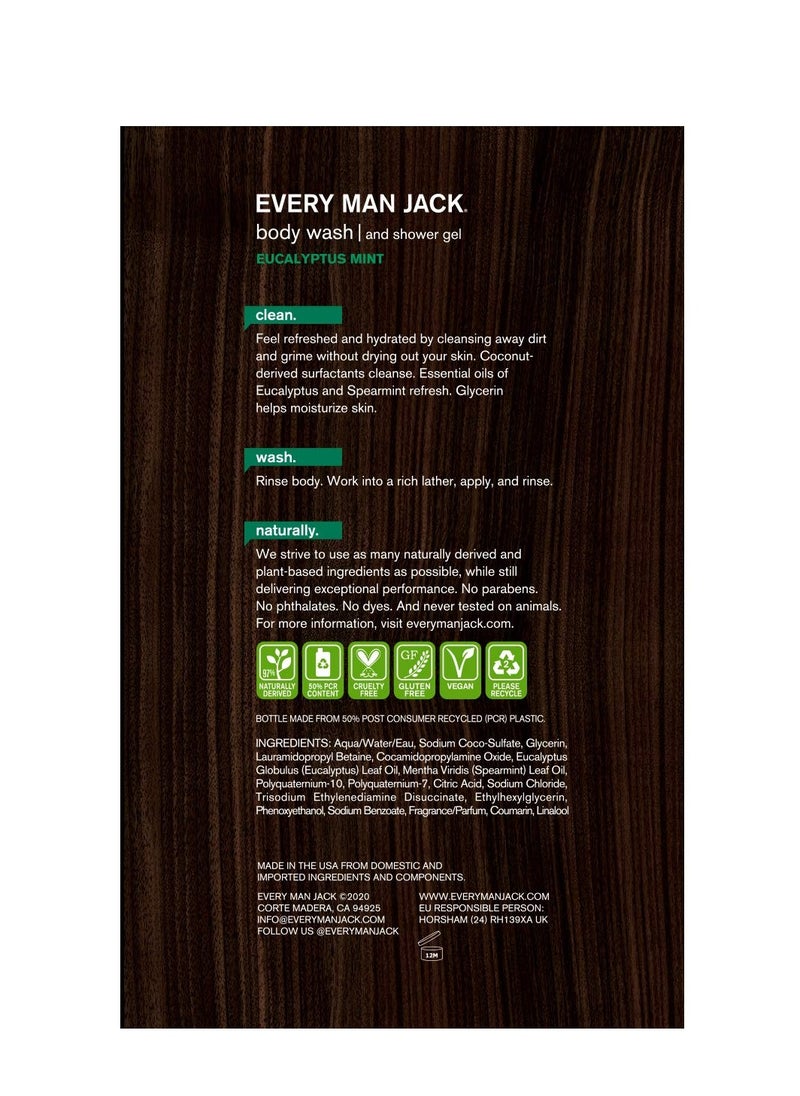 Every Man Jack - Every Man Jack Eucalyptus Mint Mens Body Wash for All Skin Types - Cleanse, Nourish, and Hydrate Skin with Naturally Derived Ingredients - Paraben Free, Phthalate Free, Dye Free - 33.8oz - 2pack - Image 1