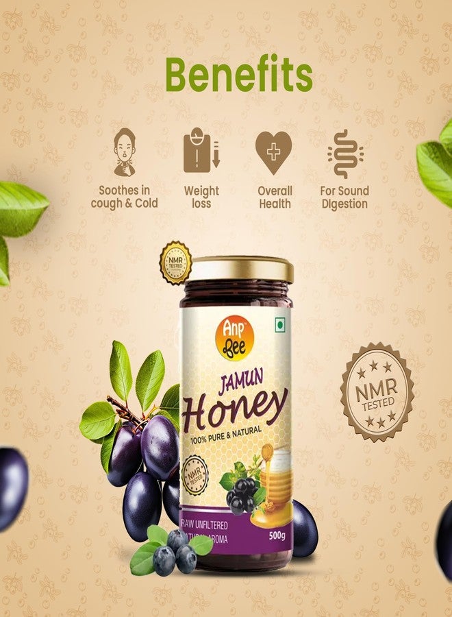ANP BEE TM ANP BEE Raw Jamun Honey 1kg, NMR Tested 100% Pure Natural Premium Quality Forest Honey, Rich in Antioxidants & Supports Blood Sugar Management, No Added Sugar, No Preservatives (500gm x 2) - Image 4