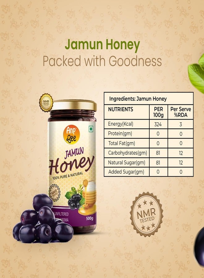 ANP BEE TM ANP BEE Raw Jamun Honey 1kg, NMR Tested 100% Pure Natural Premium Quality Forest Honey, Rich in Antioxidants & Supports Blood Sugar Management, No Added Sugar, No Preservatives (500gm x 2) - Image 3